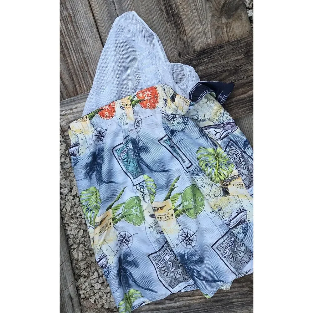 Croft & Barrow Men's 3XL tall Mesh Lined Beach Swim Shorts Trunks w\ Drawstring